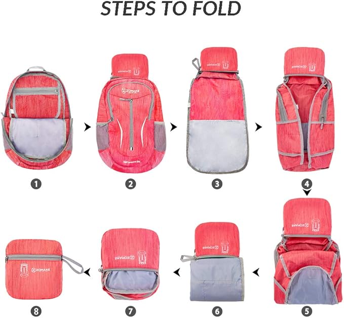 ZOMAKE 25L Ultra Lightweight Packable Backpack, Foldable Hiking Backpacks Water Resistant Small
