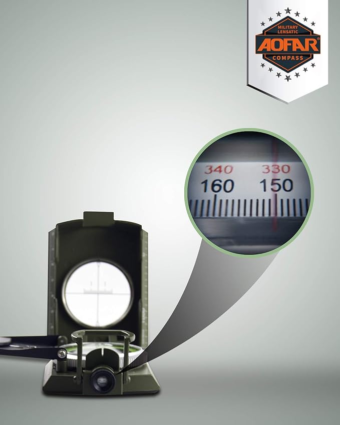 AOFAR AF-4074 Military Compass for Hiking,Lensatic Sighting Waterproof,Durable,Inclinometer for