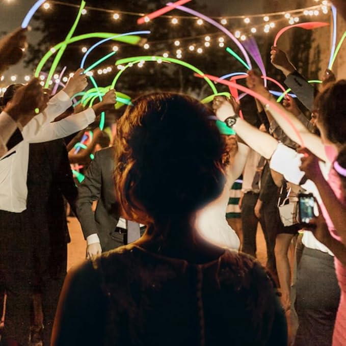 Glow Fever Glow Sticks Bulk 100ct 22'' Glow Necklaces with Connectors, Neon Light Sticks for Party