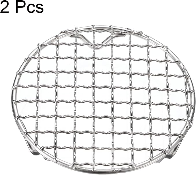 HARFINGTON 2pcs Round Cooking Rack 5-inch 201 Stainless Steel Cross Wire Barbecue Grill Net with