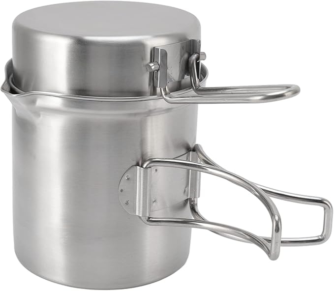 Camping Cookware Set, Stainless Steel Outdoor Wood Stove Cooking Pot Set for Outdoor Backpacking