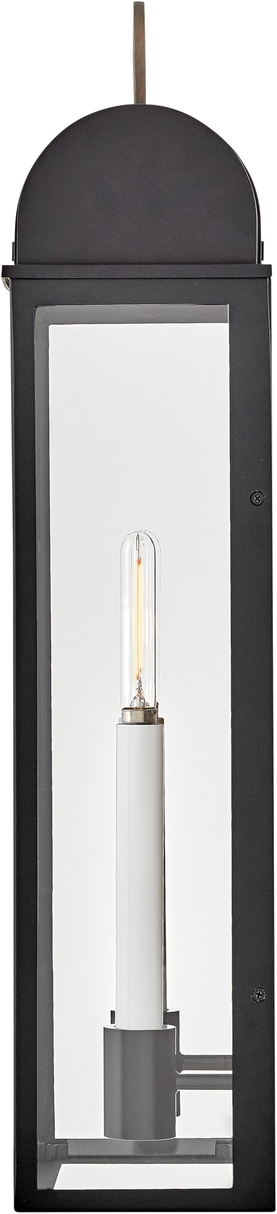 Hinkley Campbell Large Wall Mount Outdoor Lantern - Clear Glass, Aluminum - Black Finish and
