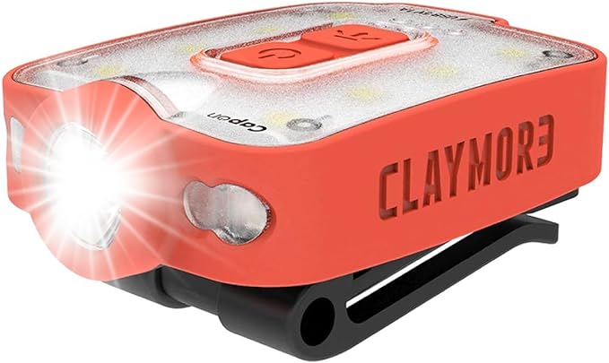 Claymore Capon 40B Red Clip-On Cap Light ??USB-C Rechargeable 230LM LED Headlamp | 3 Light Modes