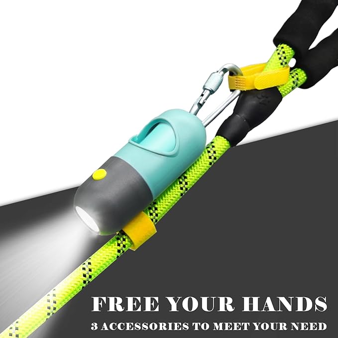 Dog Poop Bags Holder with LED Flashlight|Pet Waste Bags Dispenser for Leash|Doggie Potty Bags