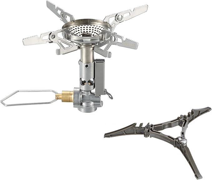 CAMPINGMOON Canister Top Stove Portable Compact Foldable w/igniter w/Gas Fuel Can Stabilizer