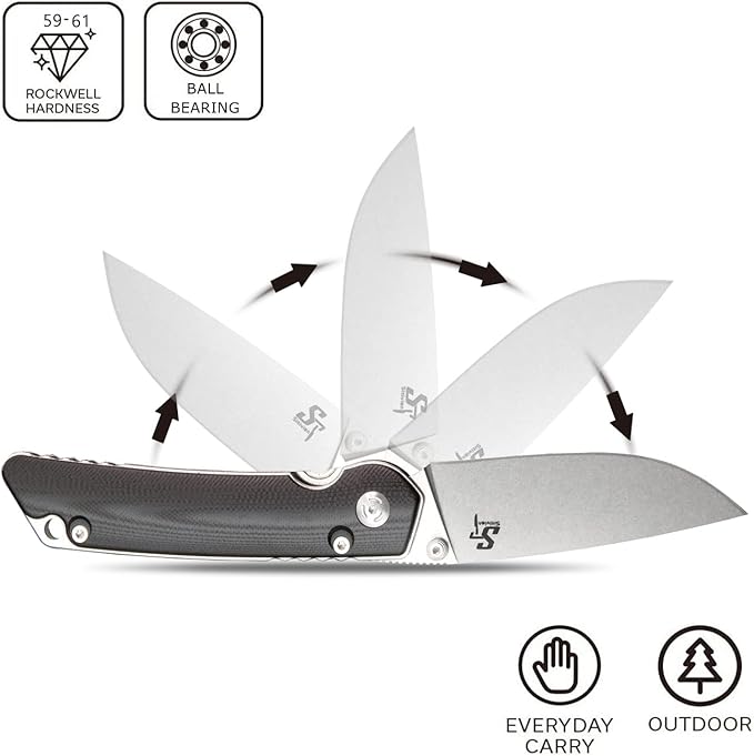 Sitivien ST128 Folding Knife,D2 Blade G10 Handle Safety Liner Lock EDC Tool Knife for Outdoor