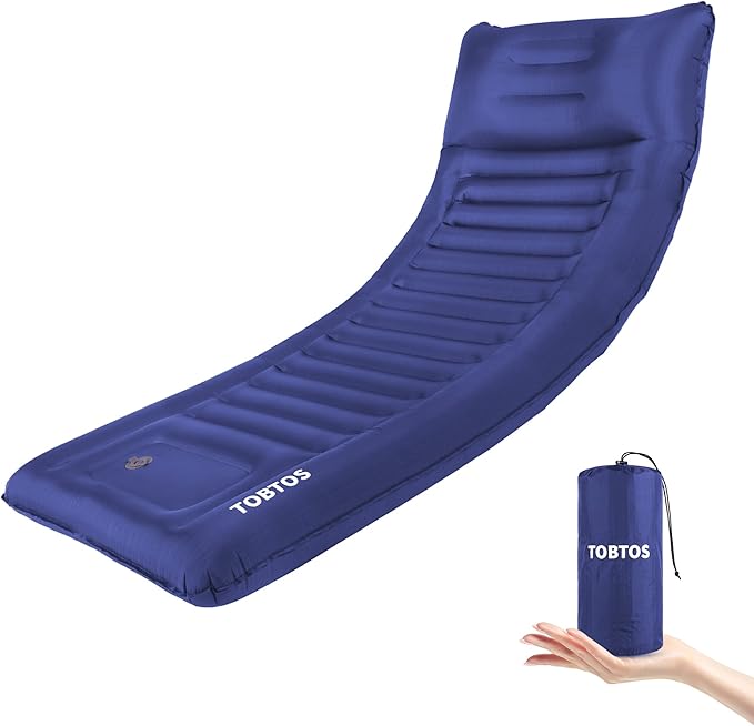TOBTOS Inflatable Camping Sleeping Pad with Pillow, Thick 6 Inch Ultralight Sleeping Pad with