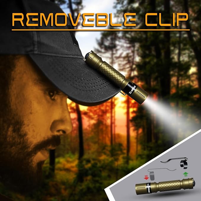 3 Modes Small Flashlights LED Powerful High Lumens Tactical Pen Light with Clip, Slim Portable