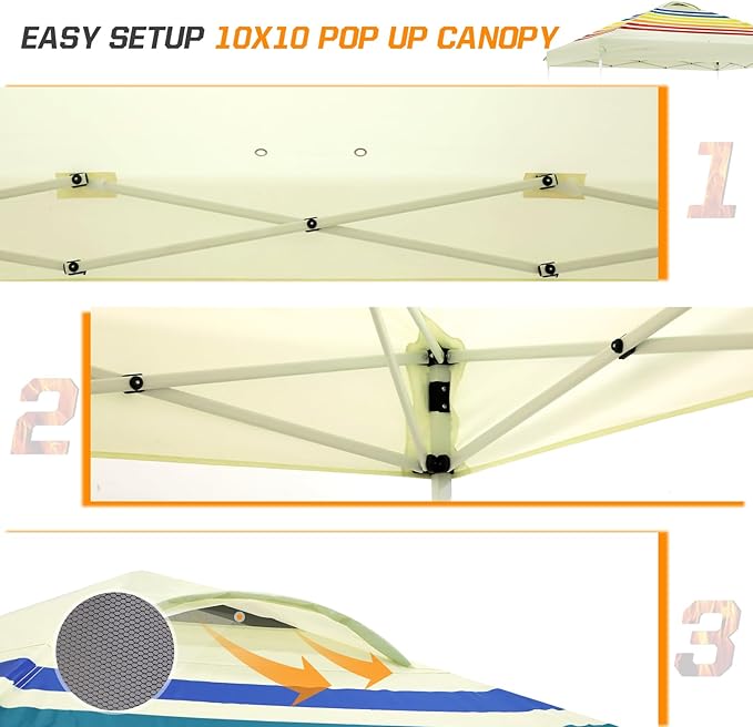 EAGLE PEAK Pop Up Canopy Tent with Wheeled Carry Bag, 8 Stakes, 4 Ropes, 4 Weight Bags, Easy Set Up