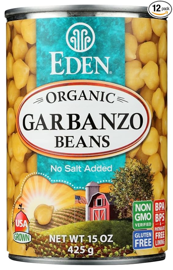 Eden Organic Garbanzo Beans, No Salt Added, 15 Ounce (Pack of 12)