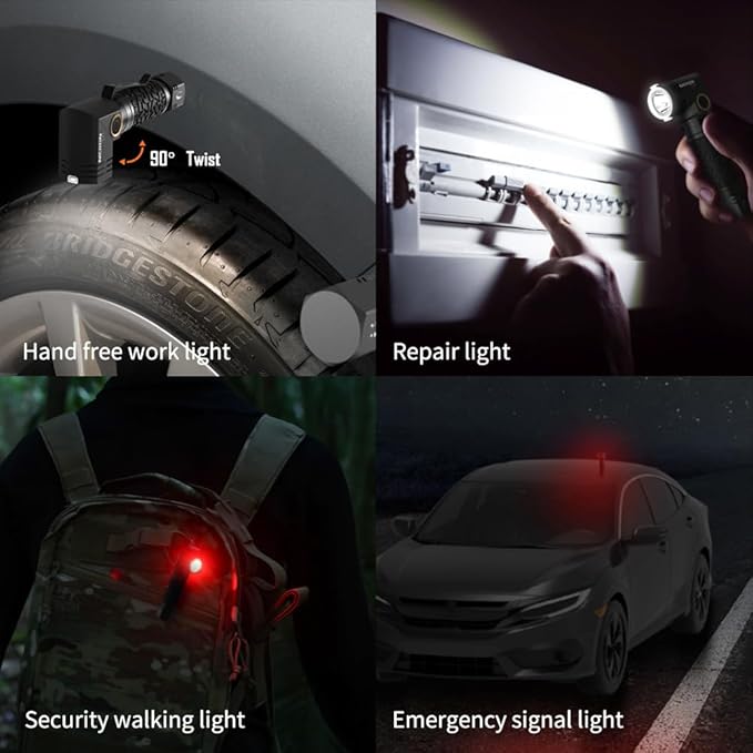 NICRON L71 Tactical Flashlights High Lumens Type-C Rechargeable Magnetic Flashlight 90 Degree