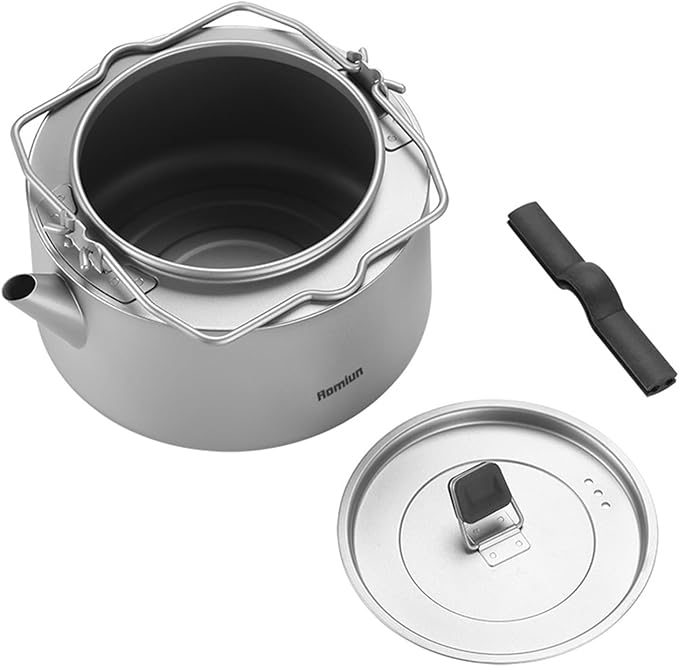 Camping Kettle Titanium Camp Tea Coffee Pot Portable Lightweight Tea Kettle Teapot Fast Heating