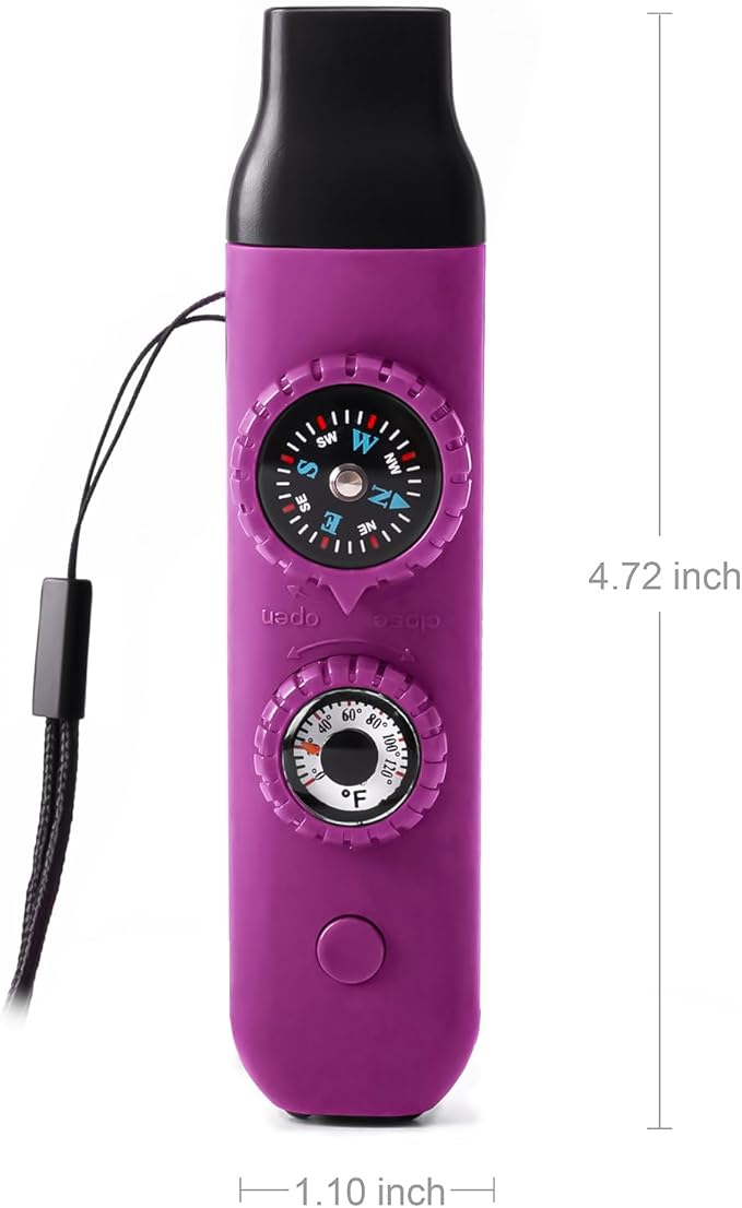 Emergency Survival Safety Whistle，Whistle for Kids with Lanyard,Compass,Thermometer,Ideal for