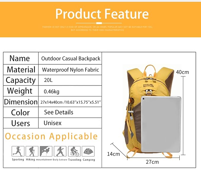 Small Hiking Backpack, 20L Lightweight Travel Backpacks For Men Women, Water Resistant Outdoor Day