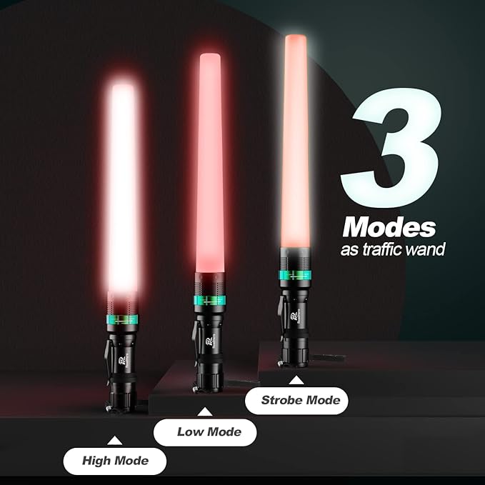 RoadHero 6 Pieces 16 Inch Traffic Wand with Strobe Modes LED Safety Signal Flashlight Wand with