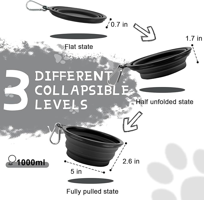 Collapsible Dog Bowls for Travel, 2-Pack Dog Portable Water Bowl for Dogs Cats Pet Foldable Feeding