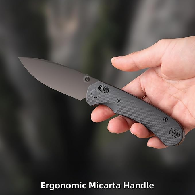 Folding Pocket Knife,3.31” M390 Blade,Erogonomic Titanium Handle,Hunting Survival Knife,EDC Knife