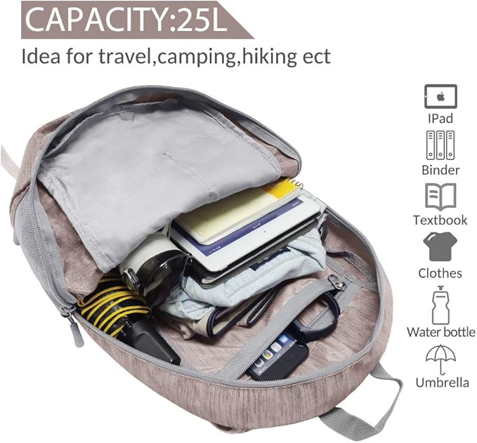 ZOMAKE 25L Ultra Lightweight Packable Backpack, Foldable Hiking Backpacks Water Resistant Small