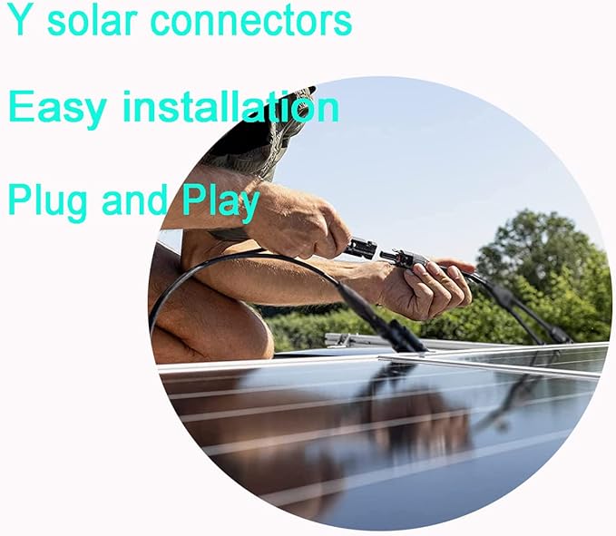 Solar Y Connector,Solar Y Branch Parallel Cable 2 to 4 Male Female Solar Connector Adapter,10AWG