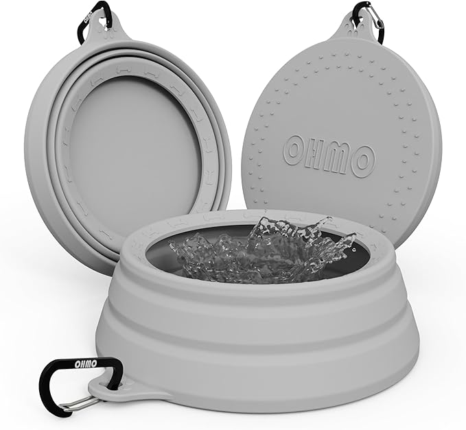 OHMO Spill Proof Collapsible Dog Water Bowl Large 34oz for Cars, No Splash Portable Bowls for Dog