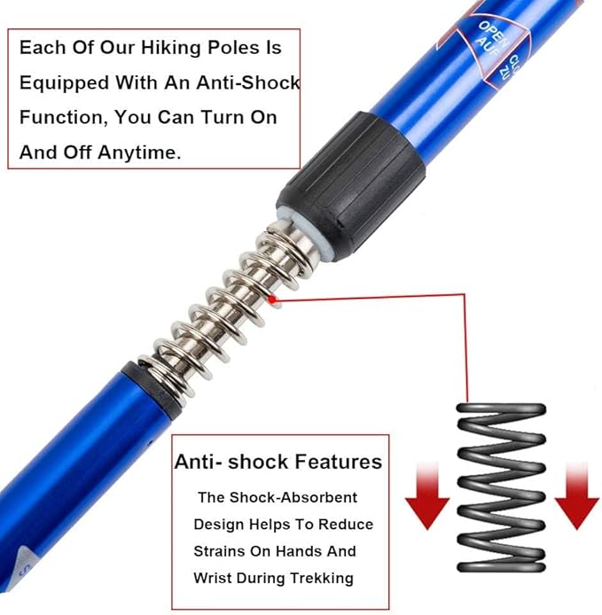 Aihoye Hiking Trekking Poles, 2 Pack Collapsible, Lightweight, Anti Shock, Walking Sticks