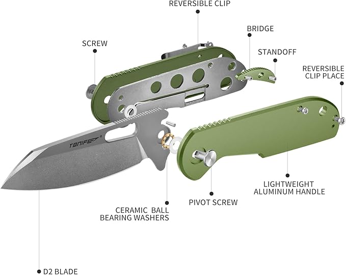 TONIFE Galaxy Mini Folding Knife with D2 Steel Blade and Aluminum Handle, EDC Pocket Tool for