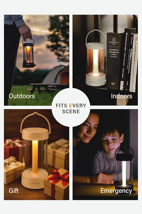 Lantern - Rechargeable LED Camping Lantern, Vintage 360° Dimmable Light , 4000mAh Power Bank, High