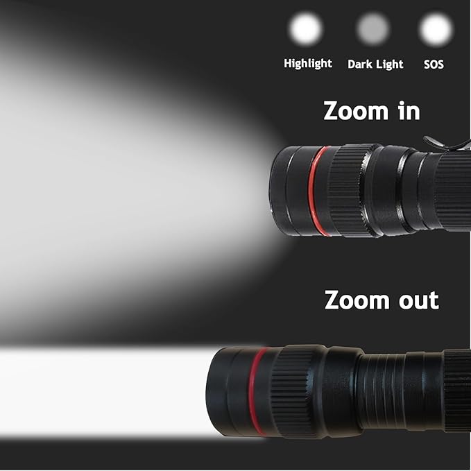 LED Flashlight Rechargeable 2 Pack, High Lumens Tactical flahlight, Super Bright Small Flash Light