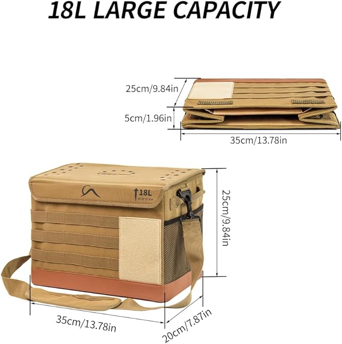 18L Camping Storage Bag, Multifunctional Waterproof Picnic Basket, Tent Stakes Organizer,with