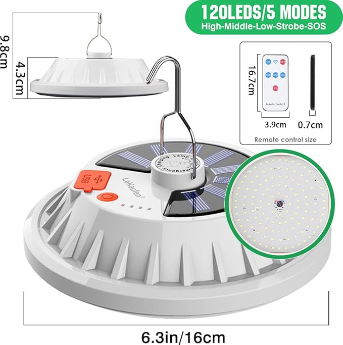 USB Solar Camping Light Remote Tent Light 2 Pack - 4000LM Portable LED Rechargeable Camping Lantern