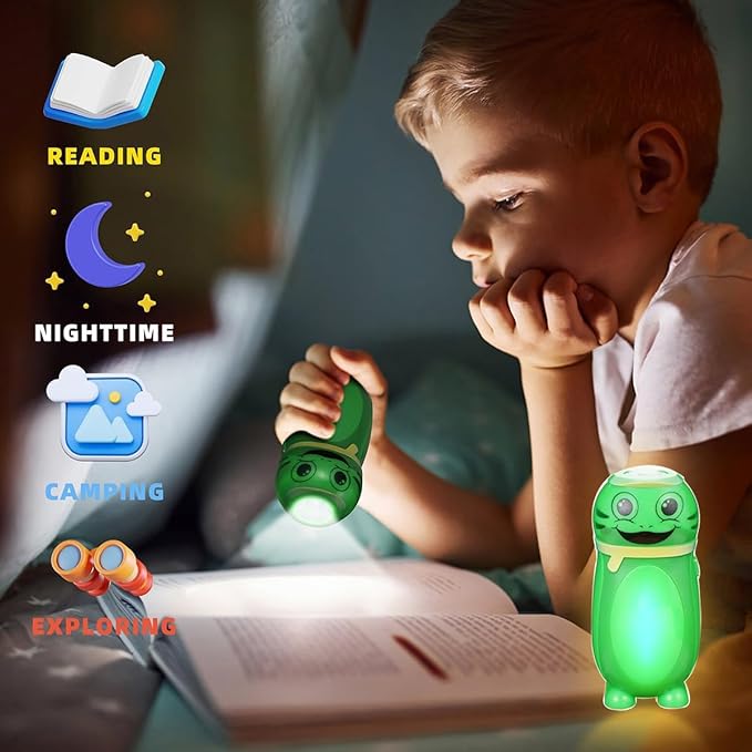 2 Pack Small Mini LED Flashlights - Cute Small Animal Flashlight - 2 in 1 Camping Lantern