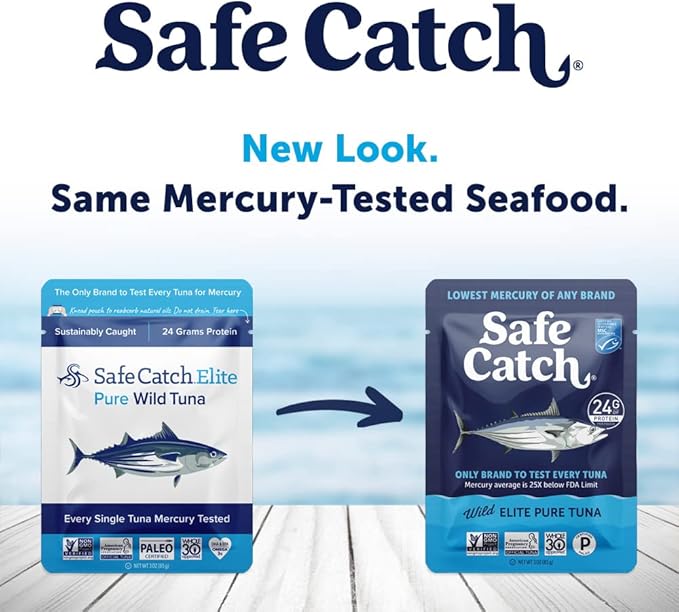 Safe Catch Elite Tuna Wild-Caught Lowest Mercury Tuna Fish Pouch Gluten-Free Keto Food Non-GMO