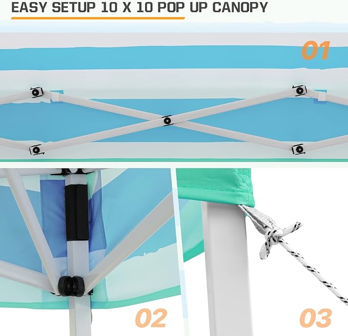 EAGLE PEAK 10x10 Slant Leg Pop-up Canopy Tent Easy One Person Setup Instant Outdoor Beach Canopy