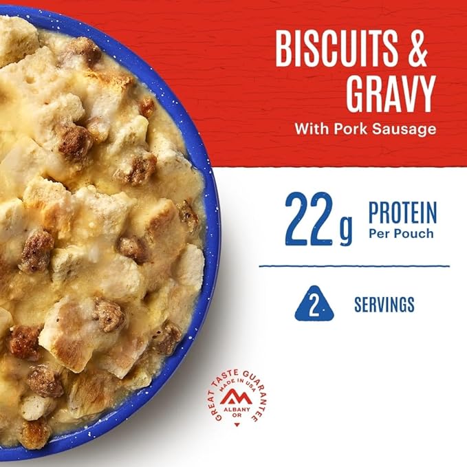 Mountain House Biscuits & Gravy | Freeze Dried Backpacking & Camping Food | 6-Pack