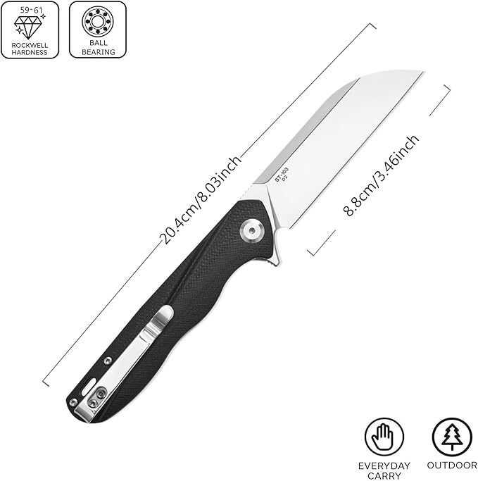 Sitivien ST103 Folding Knife, D2 Steel Blade+G10 Handle Pocket Knife, EDC Tool Knife for Outdoor