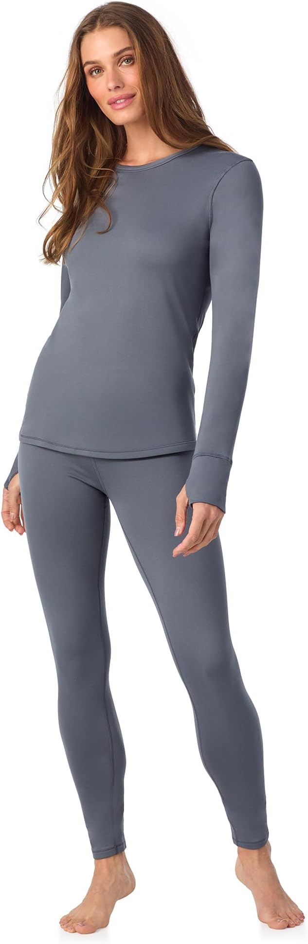 Cuddl Duds Womens Fleece Lined Thermal Base Layer Set – Long Sleeve Shirt & Leggings for Cold