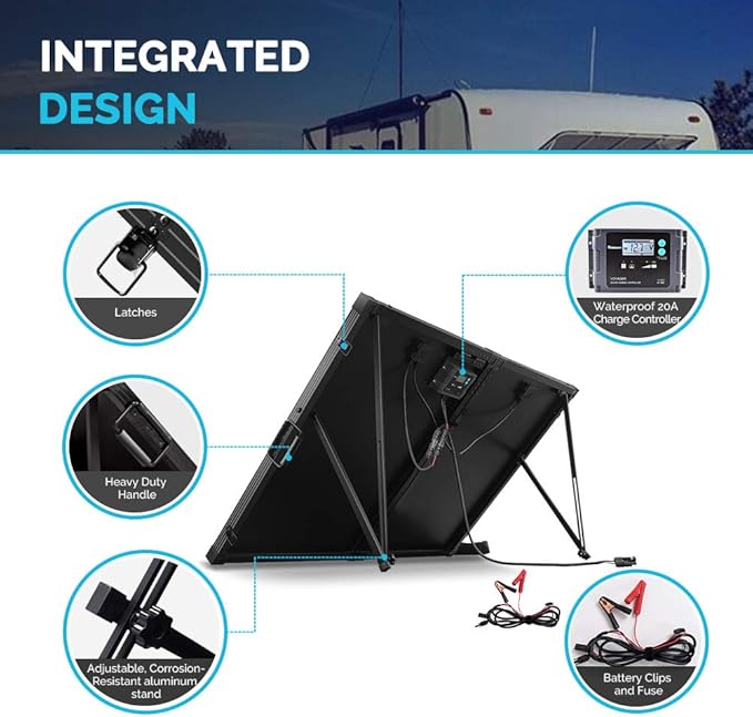 Renogy 200W 12V Portable Solar Panels Suitcase with Waterproof 20A Charge Controller, Foldable 200