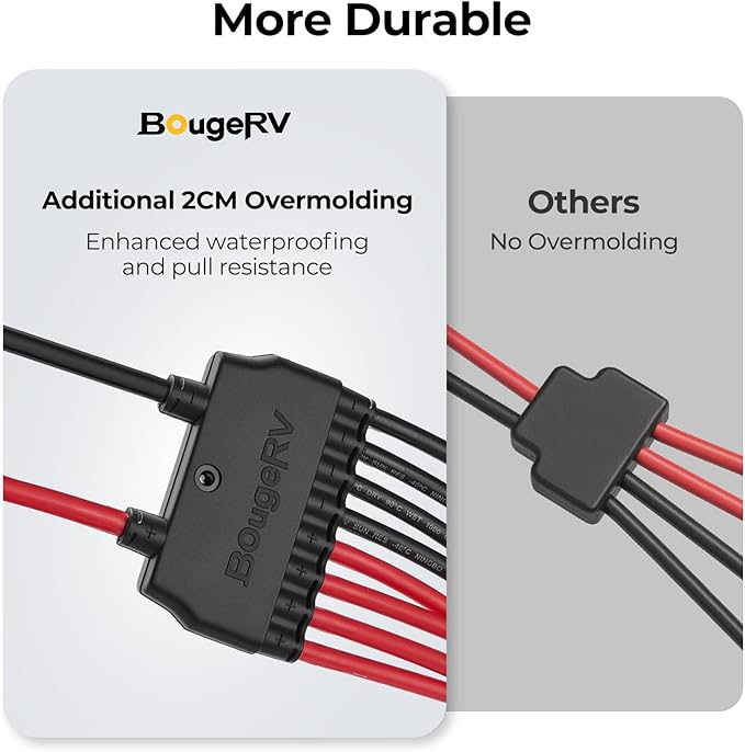 BougeRV Solar Parallel Connectors for 2-4 Solar Panels, Extra Long 2 to 8 Y Branch 10AWG Adapter