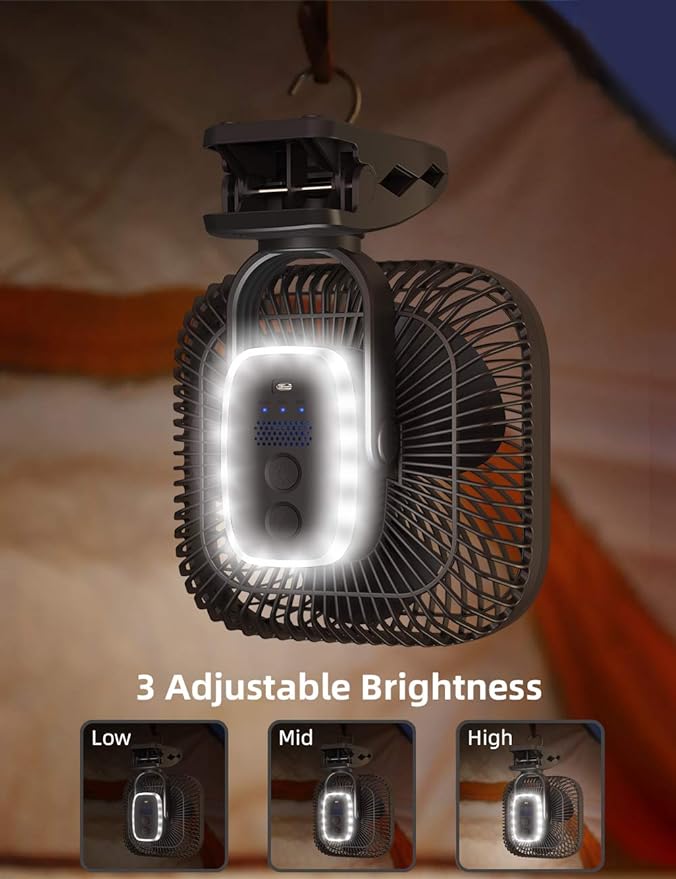 SLENPET 20000mAh Rechargeable Portable Clip on Fan, Last 78 hrs, 4 Speeds Camping Fan, Battery