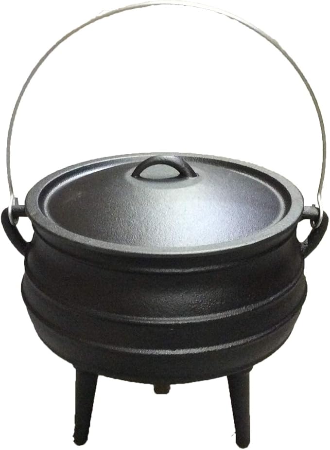 Cuisiland 10QT Cast Iron Potjie Cauldron Pot with Lid & 3 Legs – Pre-Seasoned South African-Style