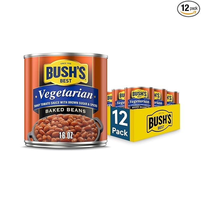 BUSH'S BEST 16 oz Canned Vegetarian Baked Beans, Source of Plant Based Protein and Fiber, Low Fat