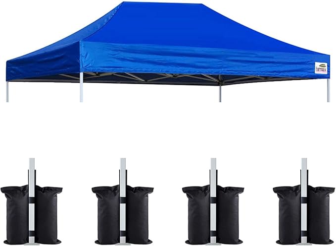 Eurmax USA Pop Up Canopy Top Gazebo Tent Cover Replacement Top Only,Bonus 4PC Pack Weight Bag