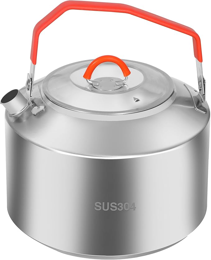 REDCAMP 1.6L Outdoor Camping Kettle, Lightweight Stainless Steel Water Pot with Carrying Bag