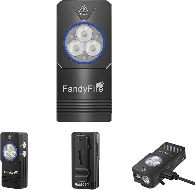 Rechargeable Clip-on Light EDC Flashlight, 550 Lumens Small Keychain Flashlight, Combines