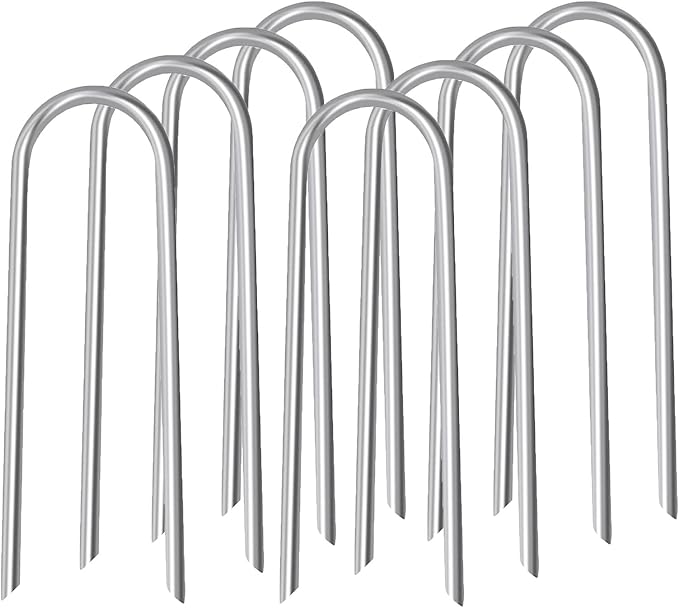 10inch Trampoline Stakes Heavy Duty Trampoline Parts Wind Stakes U Type 8pcs Ground Anchors High