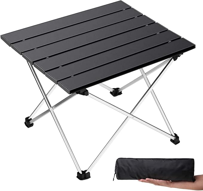 Grope Portable Camping Table with Aluminum Table Top, Folding Beach Table Easy to Carry, Prefect