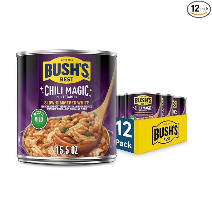 BUSH'S BEST 15.8 oz Canned Slow-Simmered White Chili Magic Starter, Source of Plant Based Protein