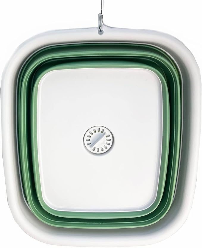 SAMMART 15L (3.9 Gallon) Collapsible Dishpan with Draining Plug - Foldable Washing Basin - Portable
