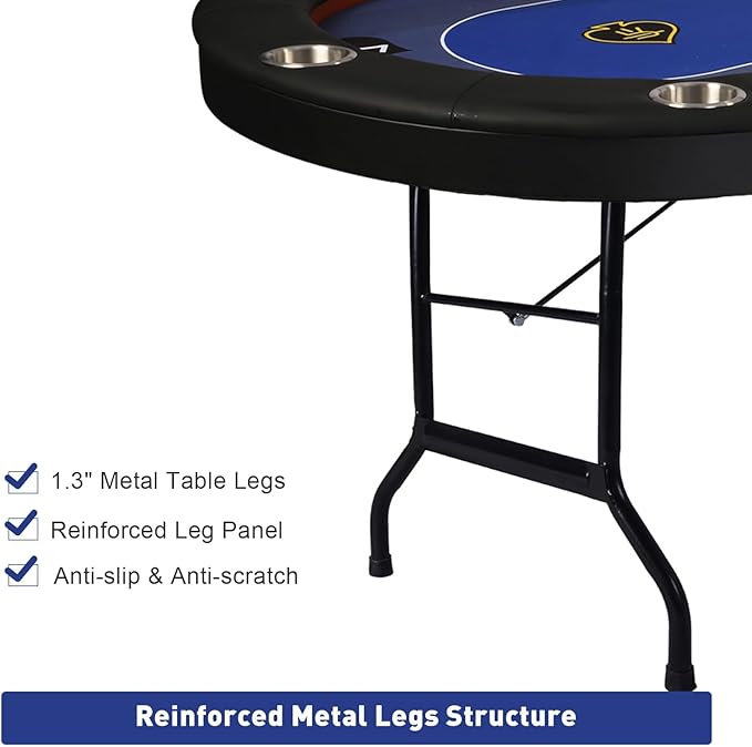 Upgrade Foldable Poker Table for 10 Players - Texas Holdem & Blackjack Board Game Table - Large