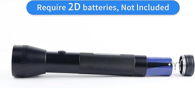 Heavy Duty 2-Cell D Battery LED Big Flashlights, High Lumens, Single Mode, Aluminum, Rugged Metal